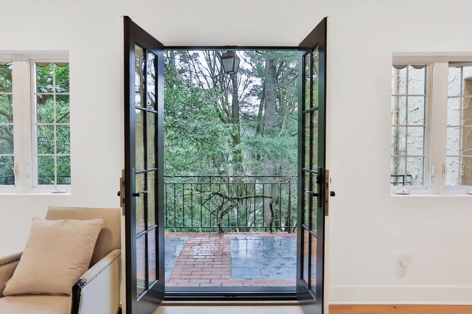 New exterior door opening cut into the existing wall